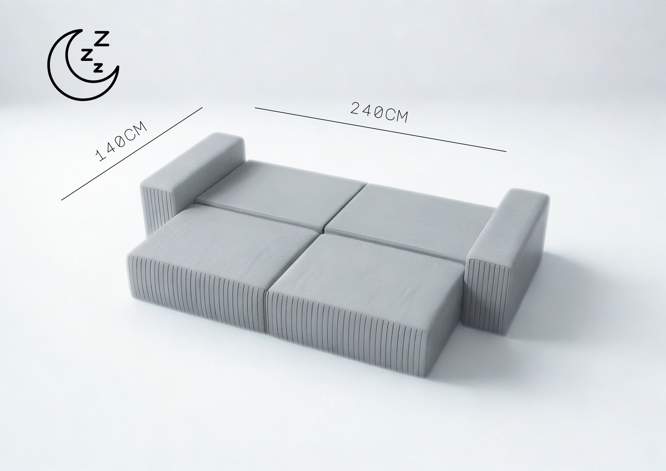 Duża kanapa w stylu loft z funkcją spania PAS - obrazek 3