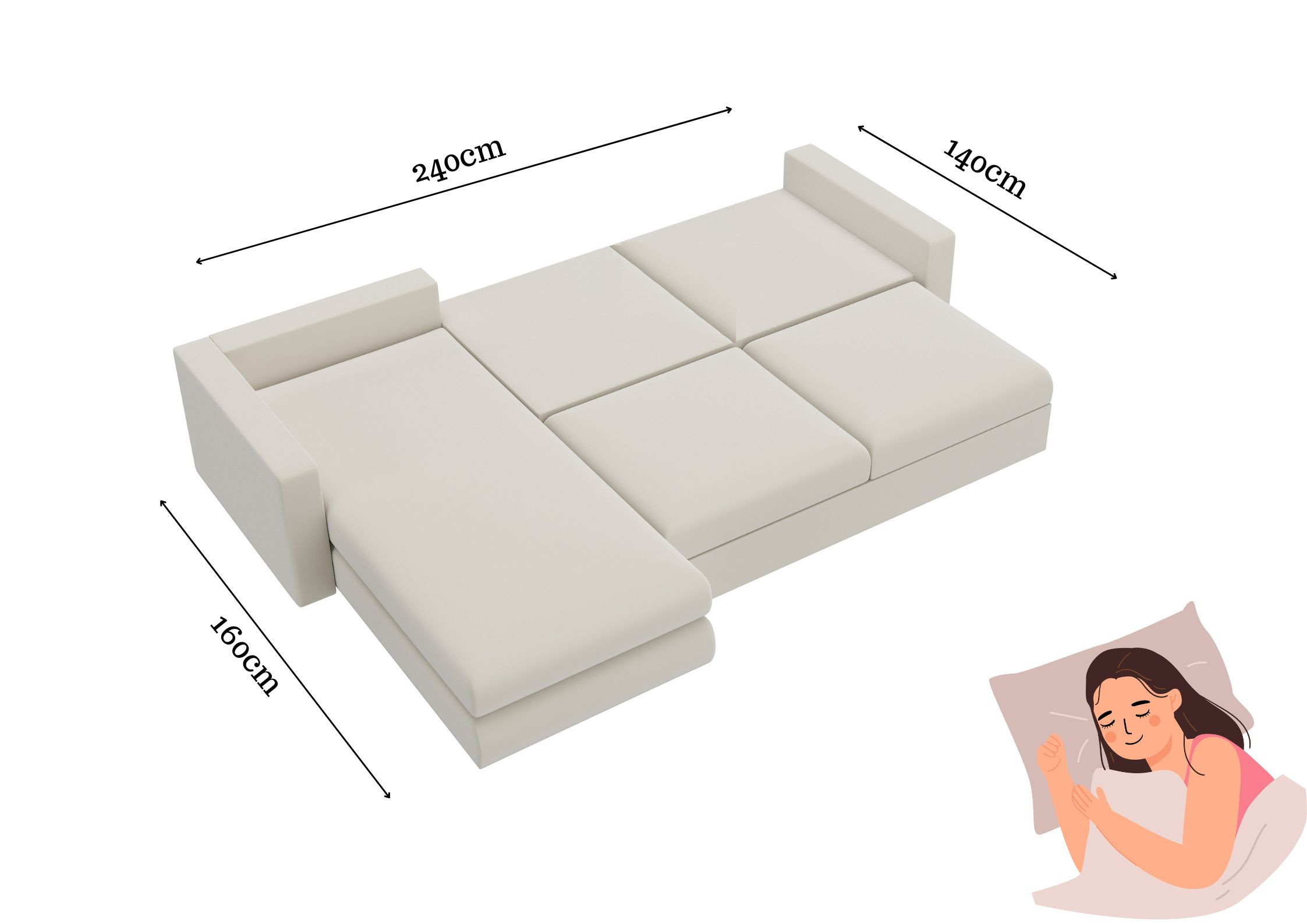 Duża modułowa elegancka rogówka SUNSET z funkcją spania - obrazek 3