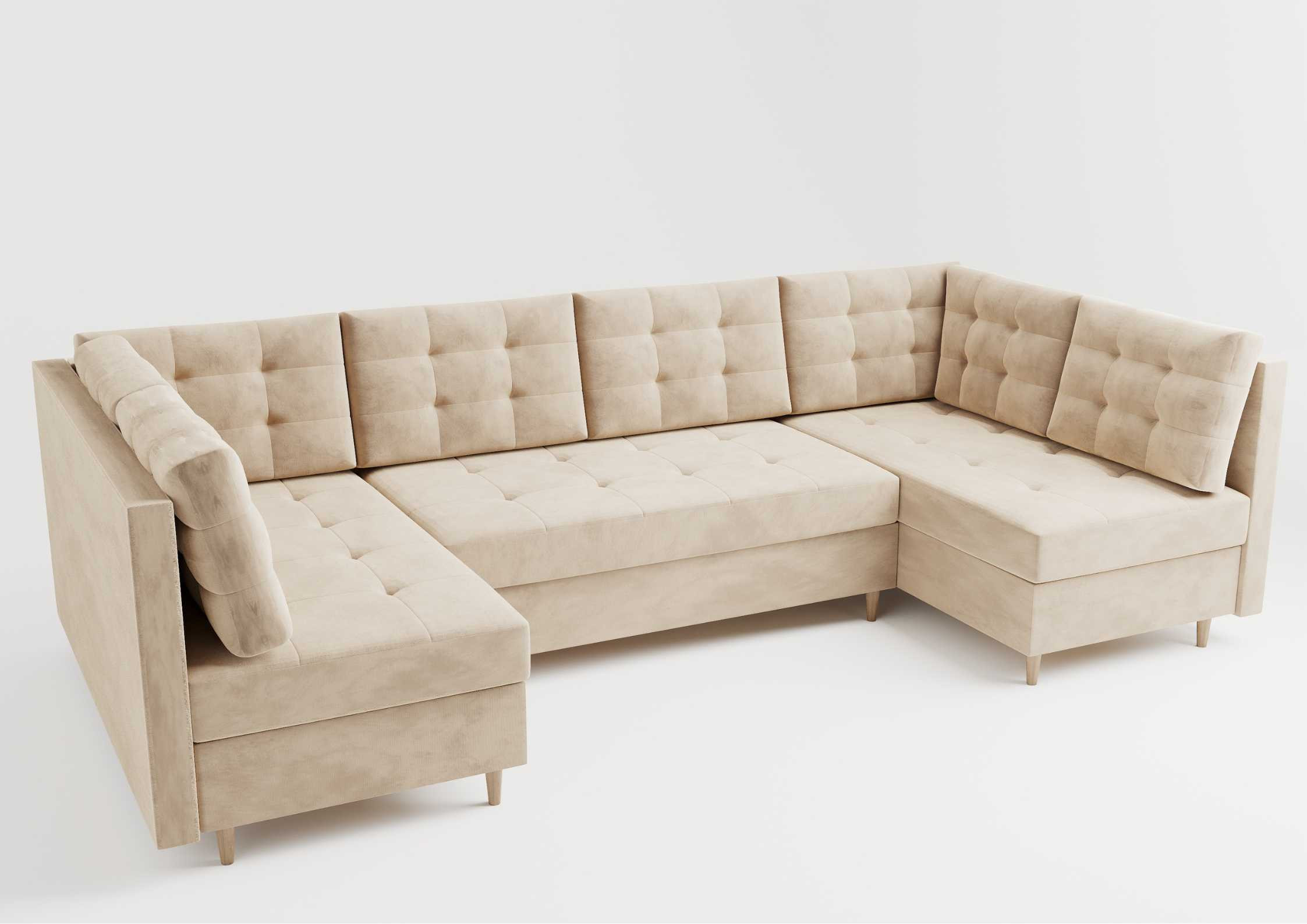 Duża pikowana rogówka PREGO U na drewnianych nogach - obrazek 5