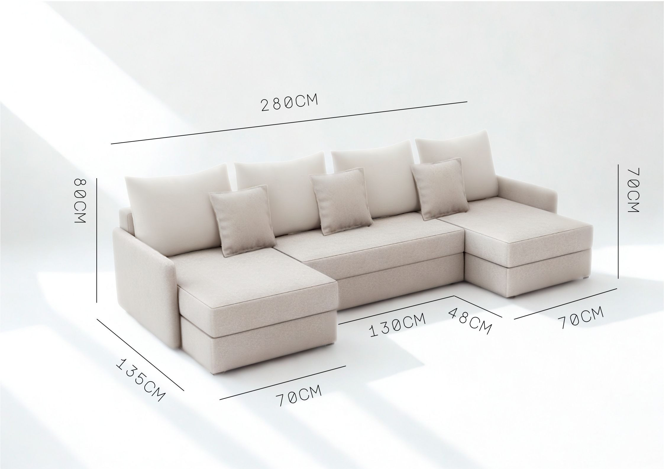 Duża rogówka w kształcie podkowy z funkcją spania kanapa narożna rozkładana Arkadia U - obrazek 4