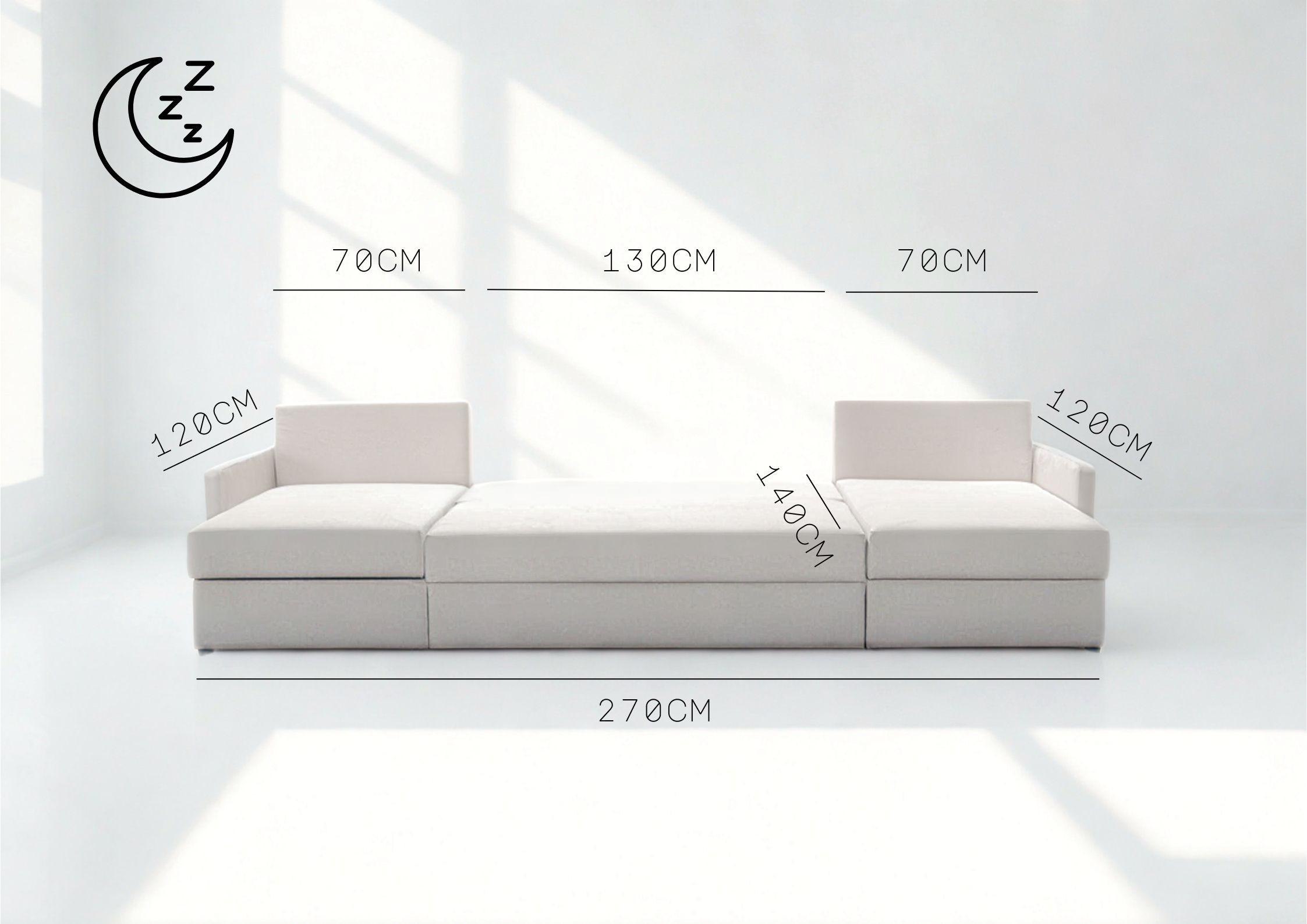 Duży narożnik ARIA U w kształcie litery U rozkładany - obrazek 3