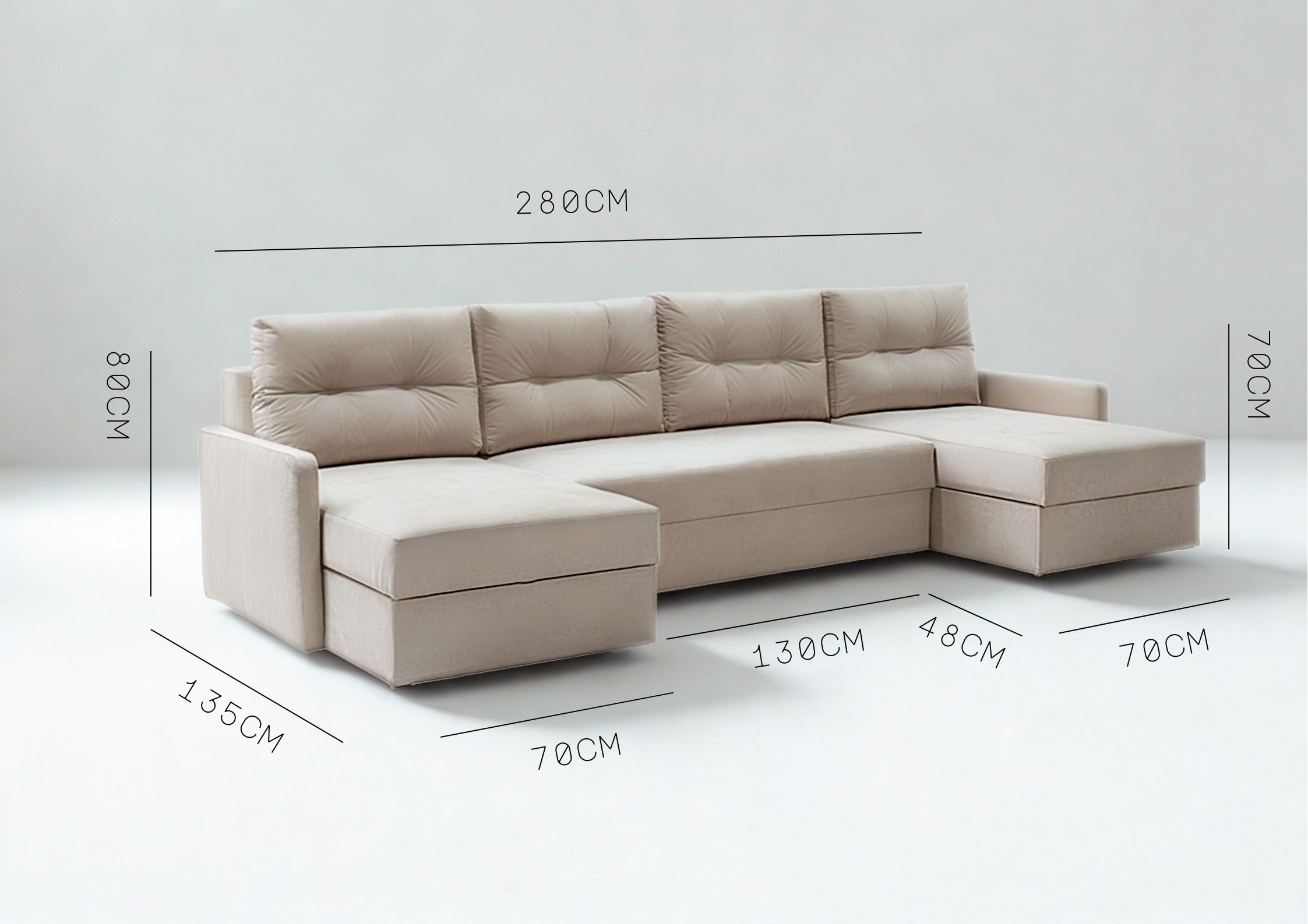 Duży narożnik ARIA U w kształcie litery U rozkładany - obrazek 4