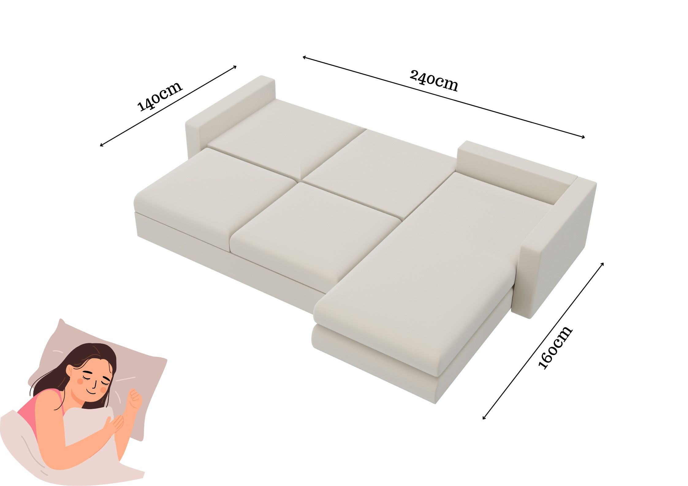 Elegancka rogówka z funkcją spania SUNSET Nowoczesny narożnik - obrazek 3