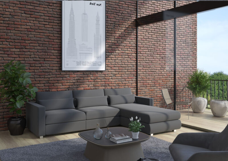 Elegancka rogówka z funkcją spania SUNSET Nowoczesny narożnik