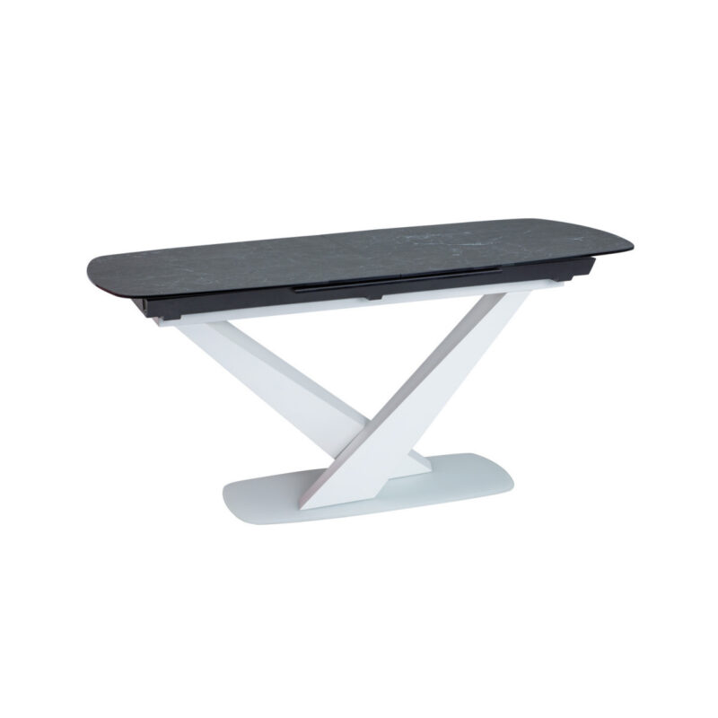 Elegancki stół z białą podstawą i kamiennym blatem KASYNO ROYAL