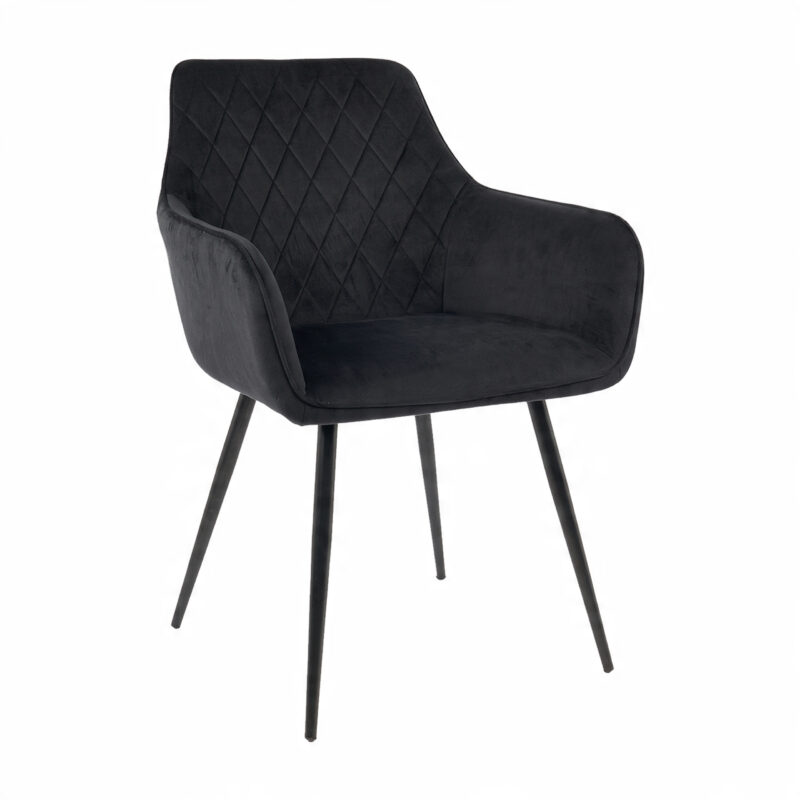 Krzesło do jadalni welurowe na czarnych nogach EVELL