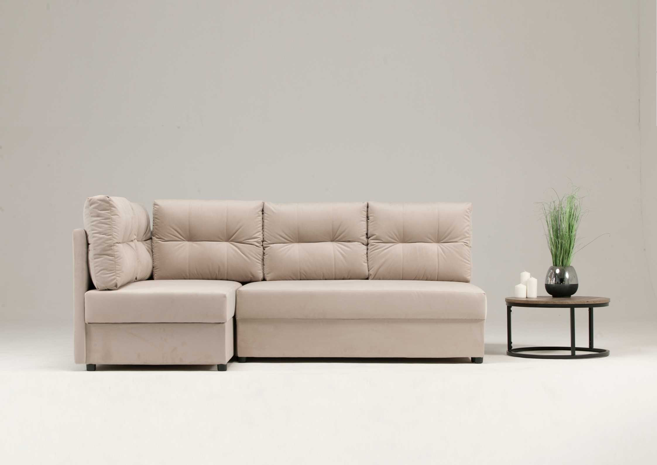 Lewa rogówka rozkładana z pikowanymi poduszkami MALA