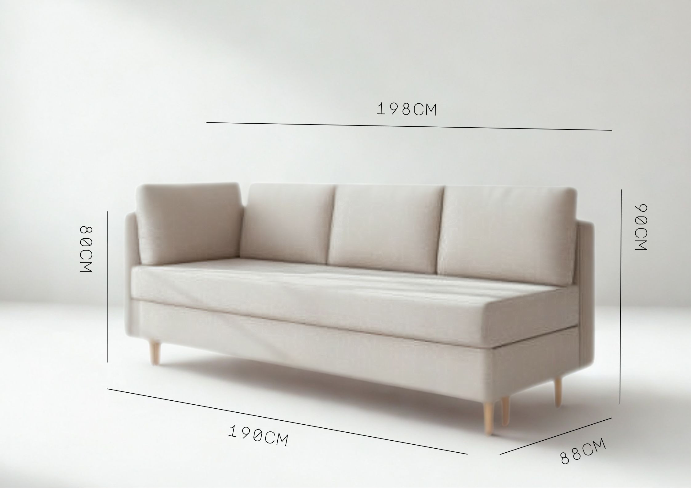 Lewa sofa skandynawska z funkcją spania PRATO - obrazek 4