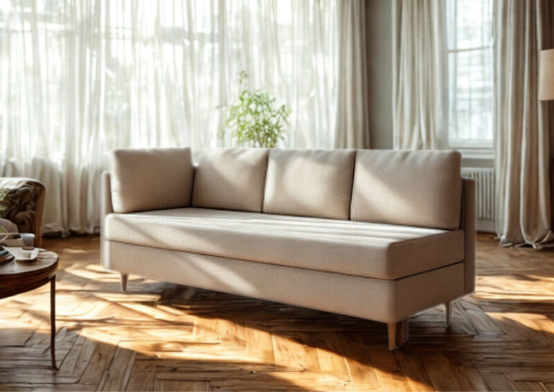 Lewa sofa skandynawska z funkcją spania PRATO