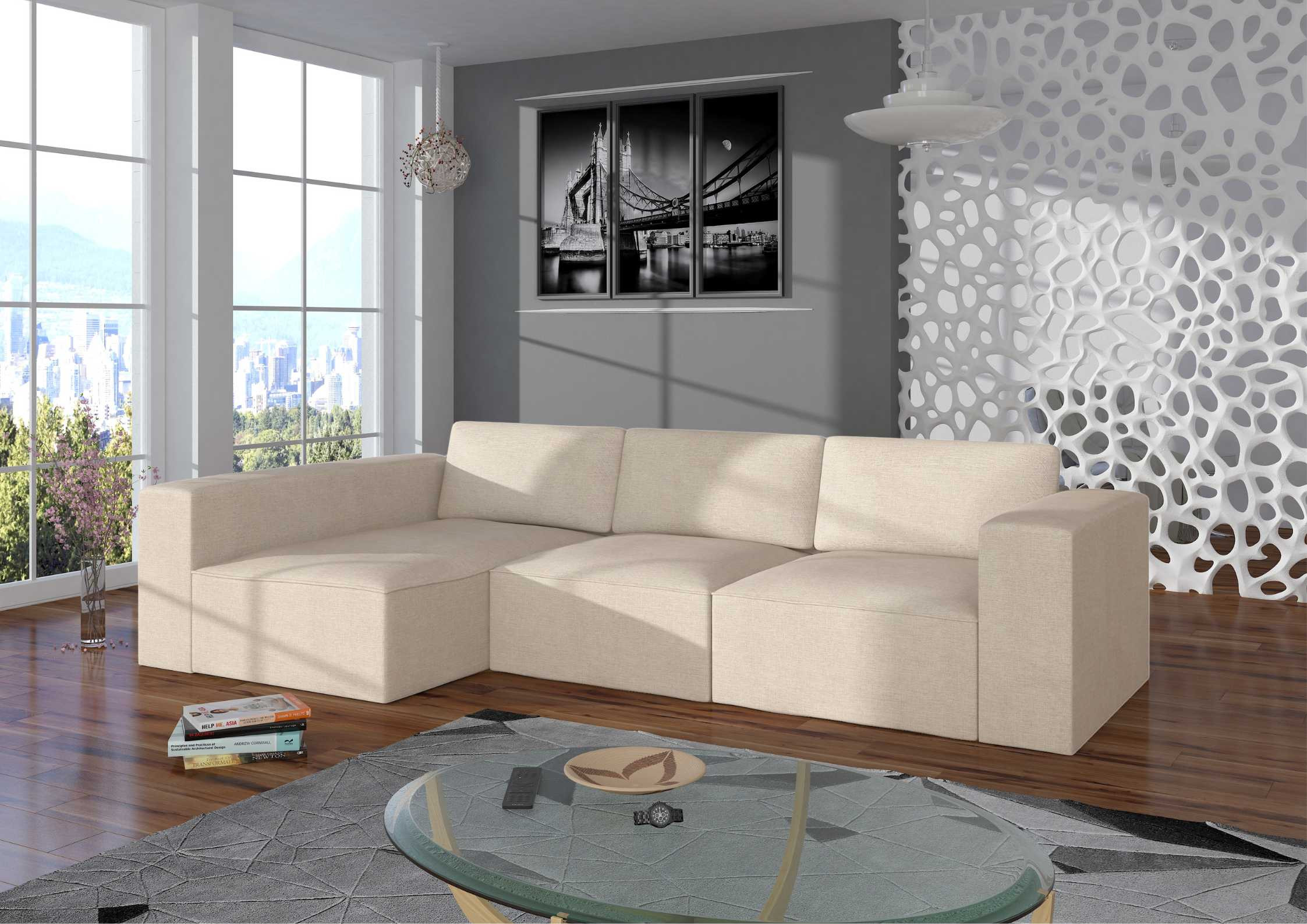 Lewy duży narożnik modułowy w stylu loft PRESTIGE - obrazek 5