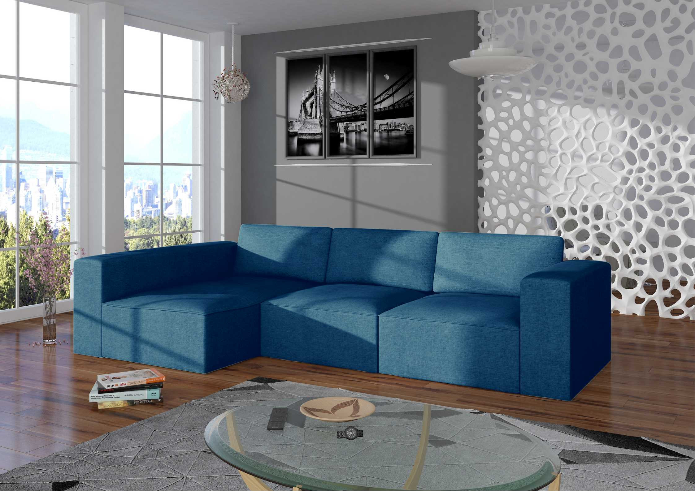 Lewy duży narożnik modułowy w stylu loft PRESTIGE