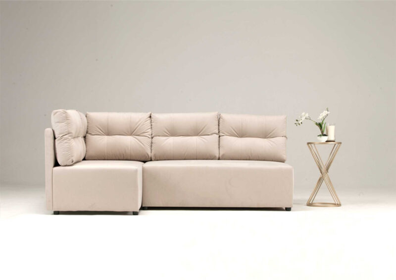 Lewy narożnik rozkładany z pikowanymi poduszkami MONO