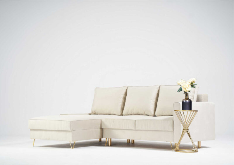 Lewy narożnik w stylu glamour złote nogi DES