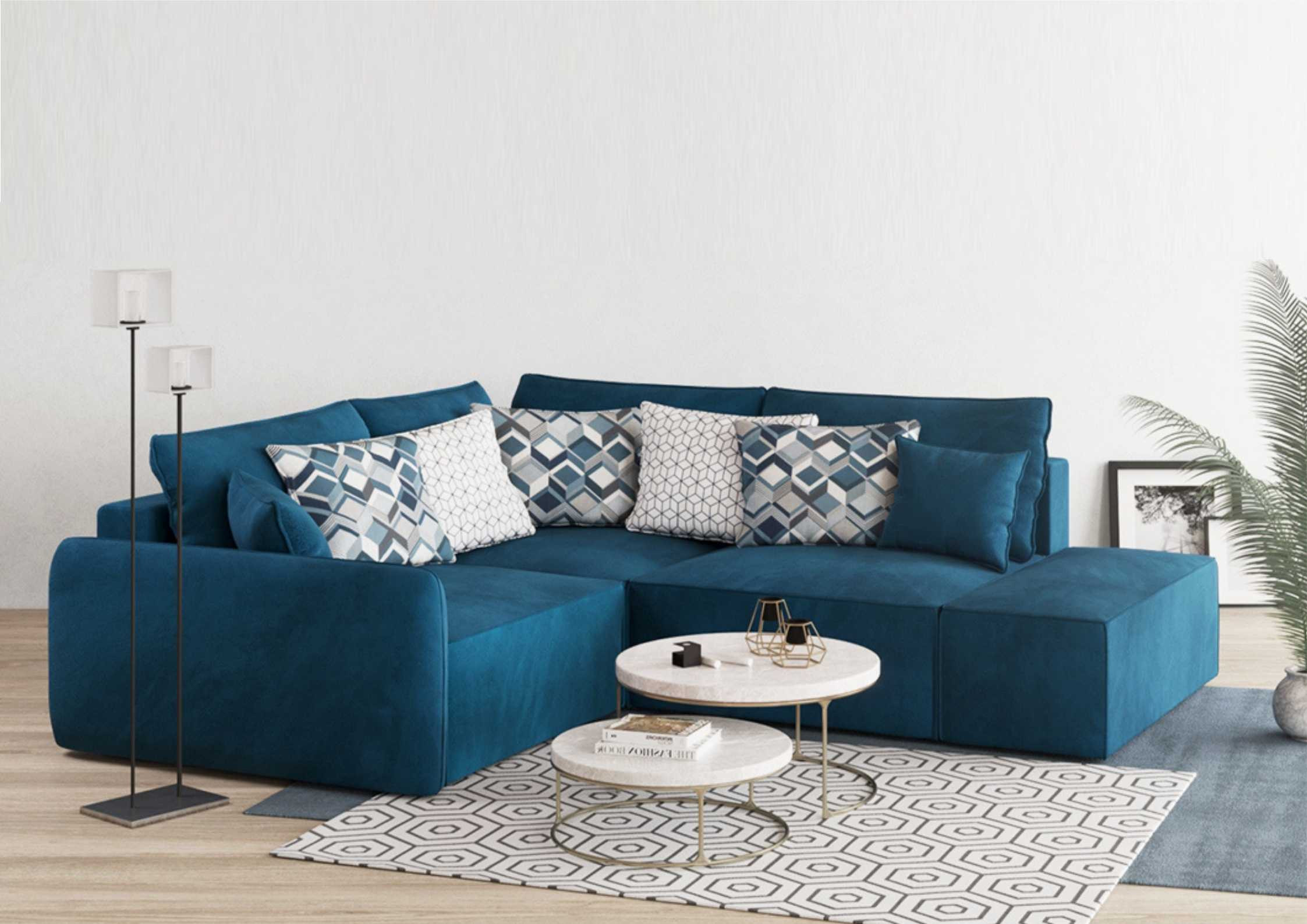 Lewy rozkładany narożnik Vinci 3 z pufą modułowy