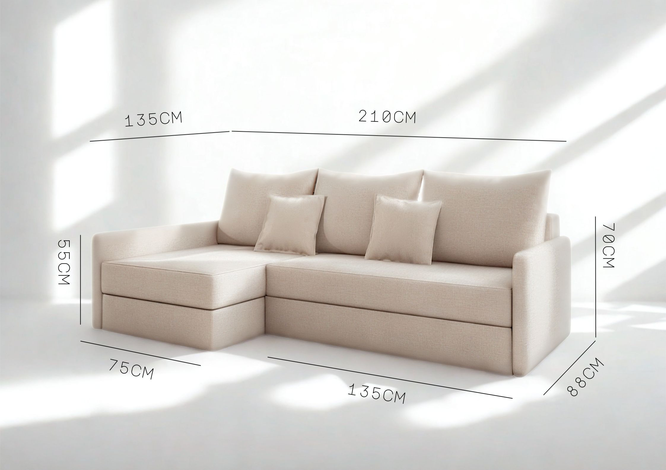 Mała lewa rogówka z funkcją spania ARKADIA 2 narożnik rozkładana - obrazek 4