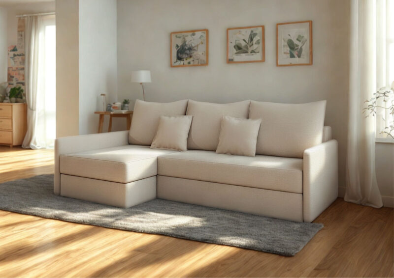 Mała lewa rogówka z funkcją spania ARKADIA 2 narożnik rozkładana