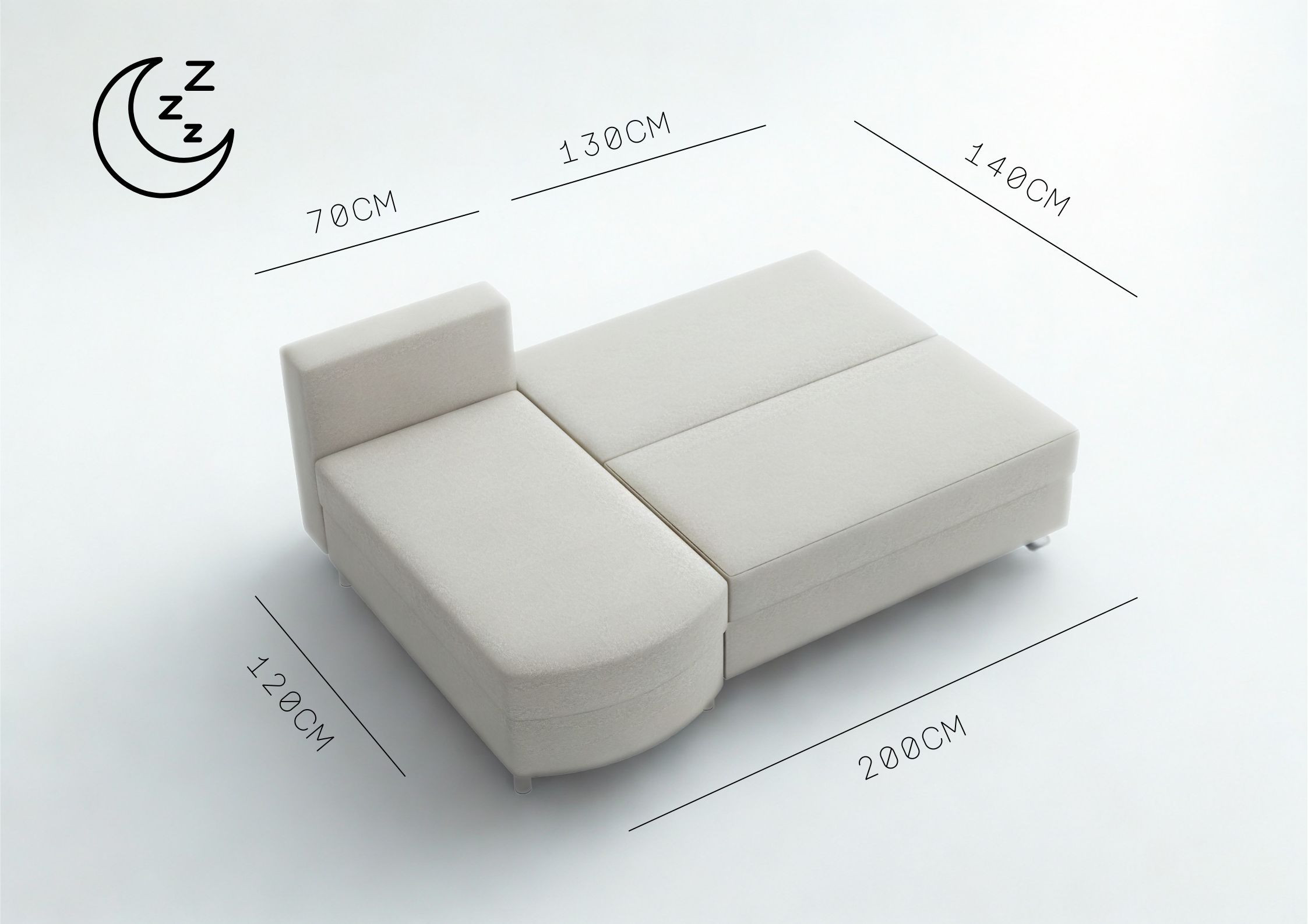 Mały narożnik z zaokrąglonym przodem HELIOS funkcja spania - obrazek 3