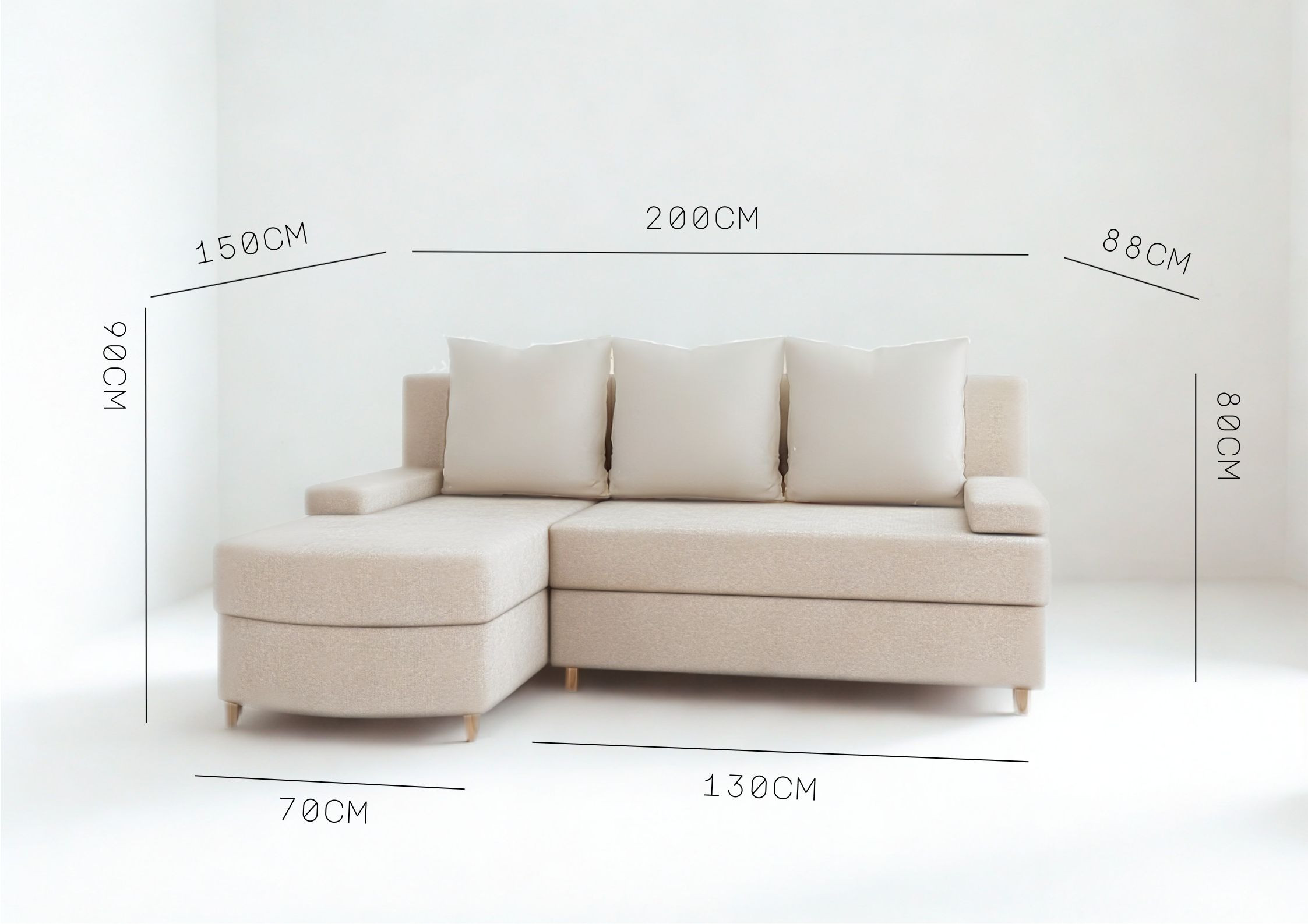 Mały narożnik z zaokrąglonym przodem HELIOS funkcja spania - obrazek 4