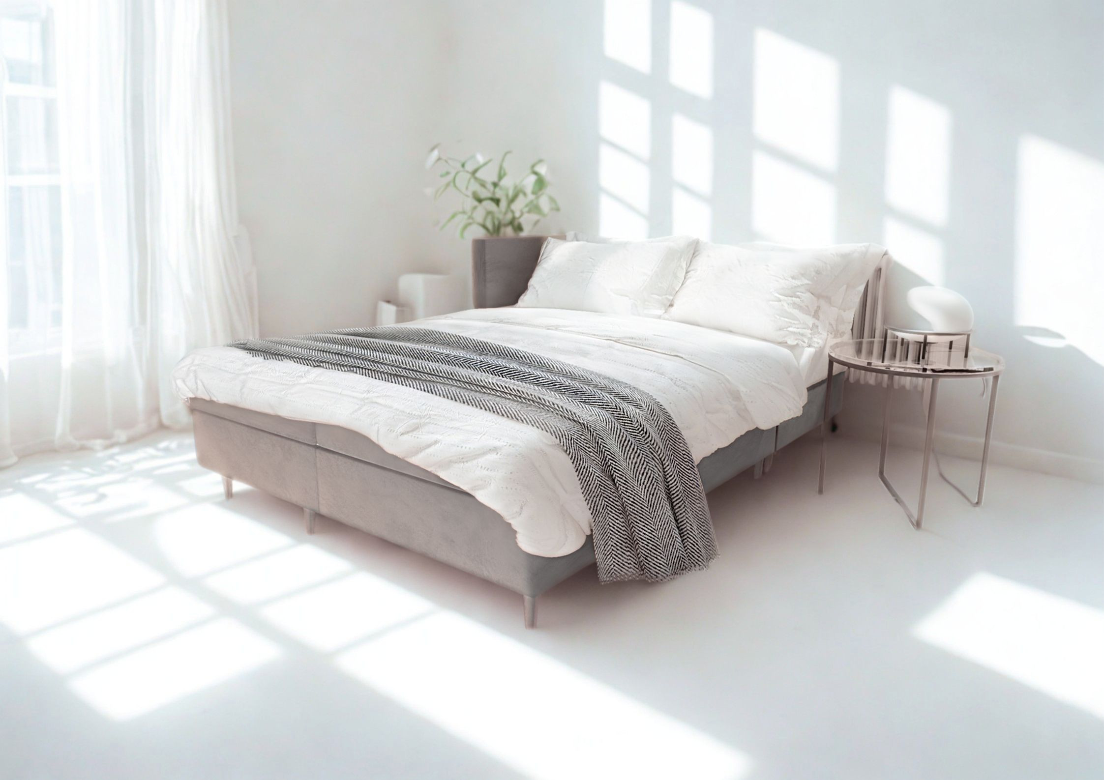 Mały pikowany narożnik na drewnianych nogach rozkładany PERO - obrazek 2