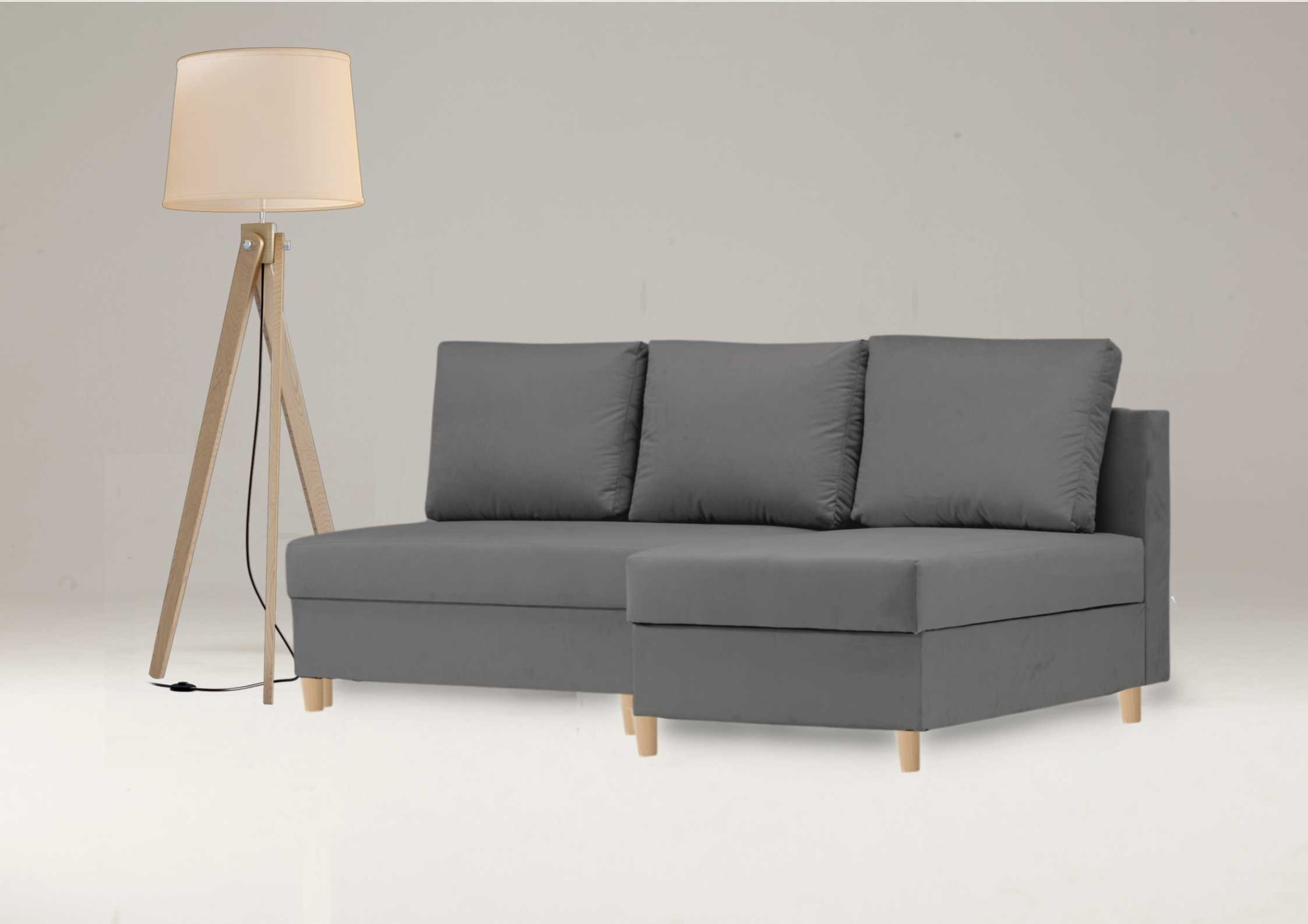 Mały skandynawski narożnik z funkcją spania ONYX na drewnianych nogach - obrazek 9