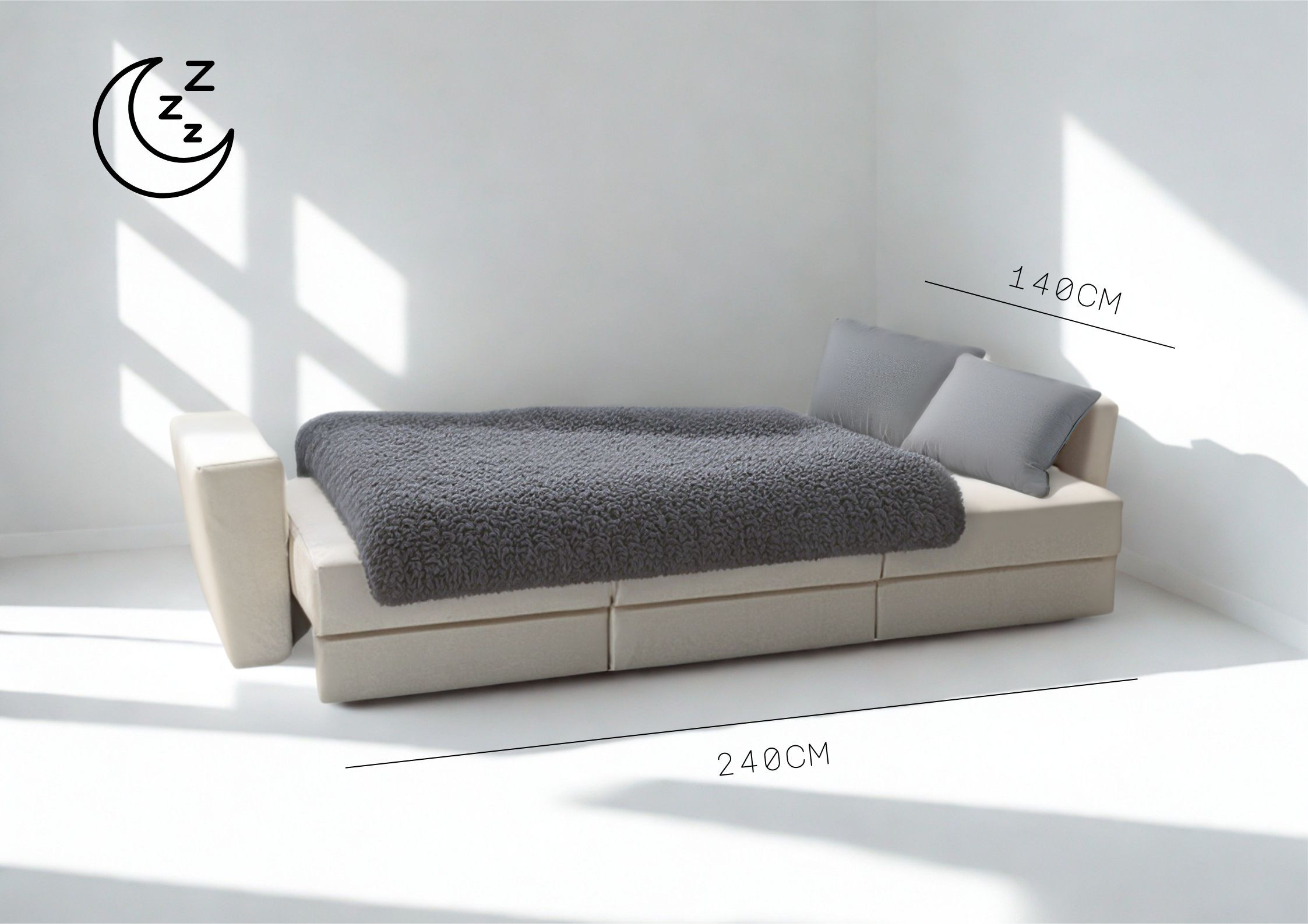 Modułowa sofa Cleo w stylu boho rozkładana do funkcji spania - obrazek 3