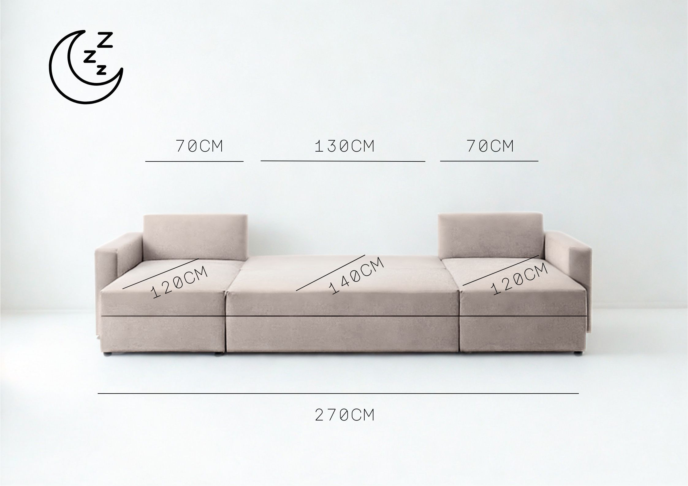 Narożnik do salonu w kształcie litery U rozkładany Arlo U - obrazek 3