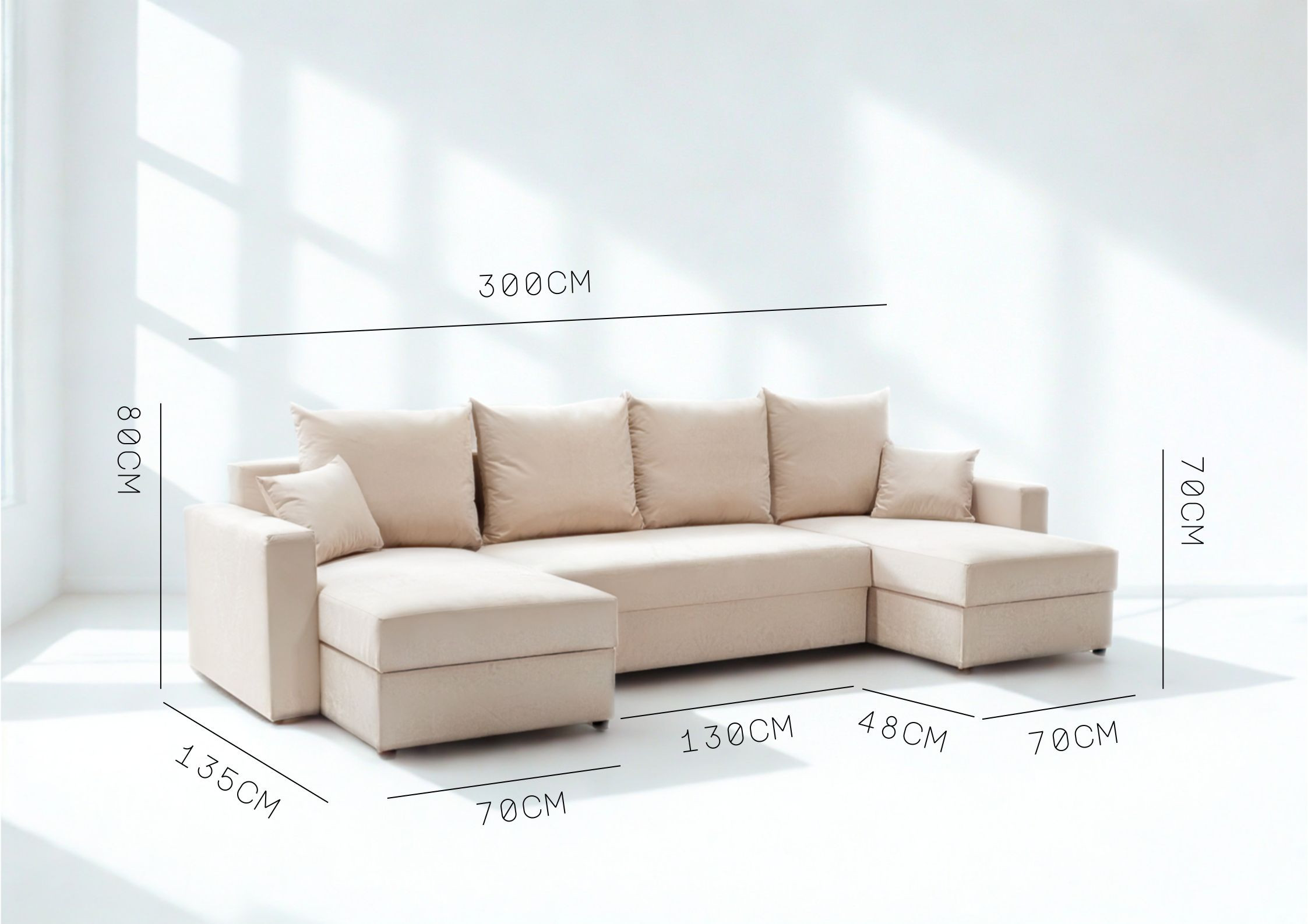 Narożnik do salonu w kształcie litery U rozkładany Arlo U - obrazek 4