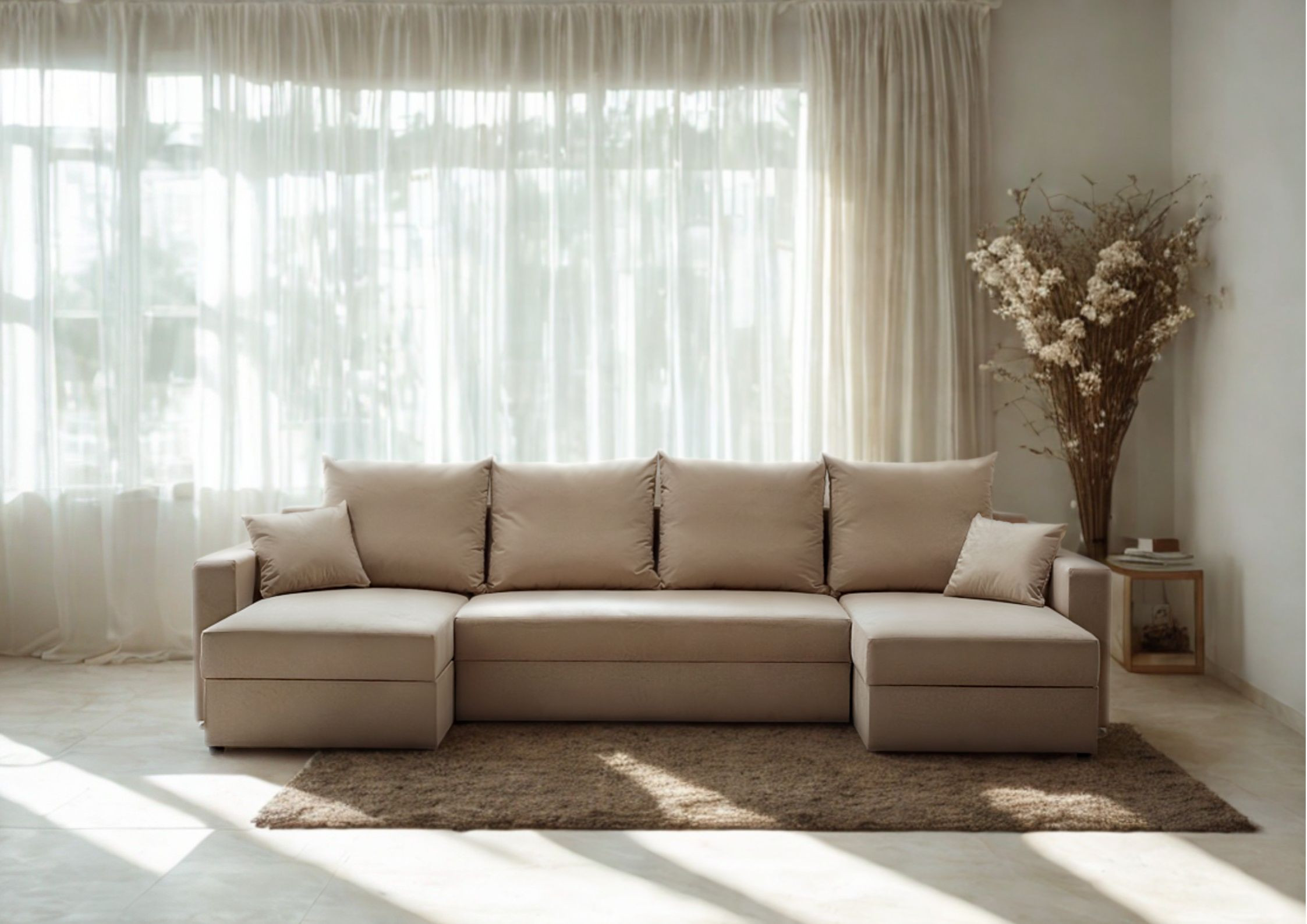 Narożnik do salonu w kształcie litery U rozkładany Arlo U