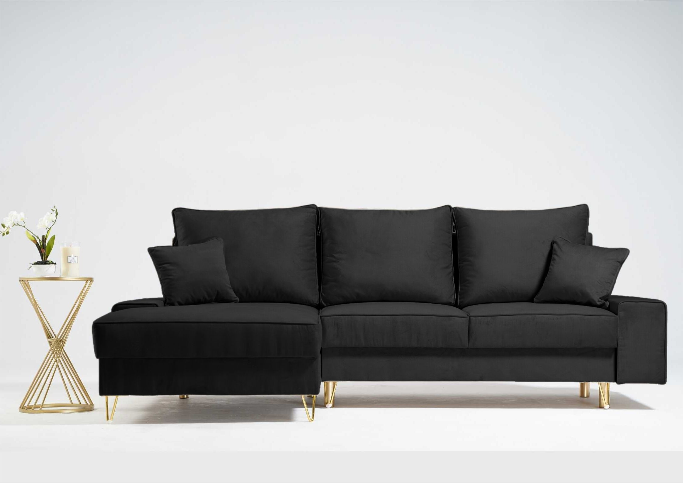 Narożnik na złotych nogach z funkcją spania STINO Lewy - obrazek 8