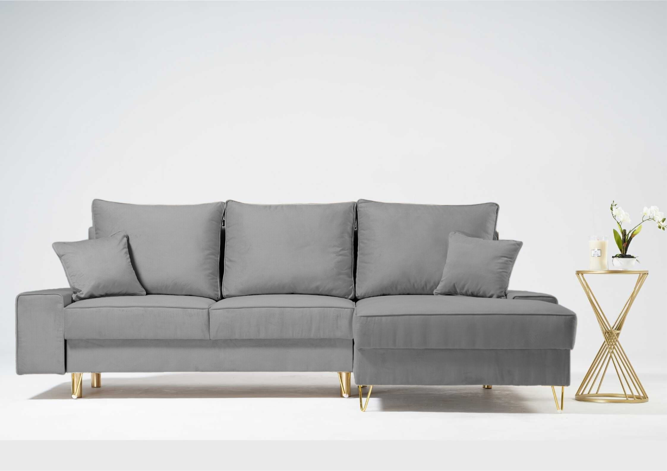 Narożnik na złotych nogach z funkcją spania STINO Prawy - obrazek 7