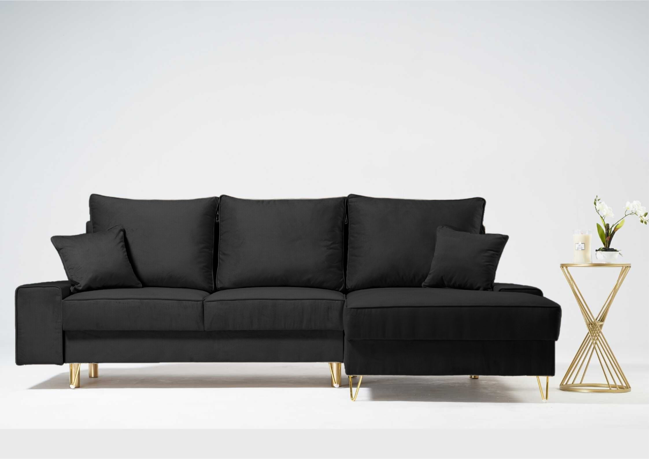 Narożnik na złotych nogach z funkcją spania STINO Prawy - obrazek 8