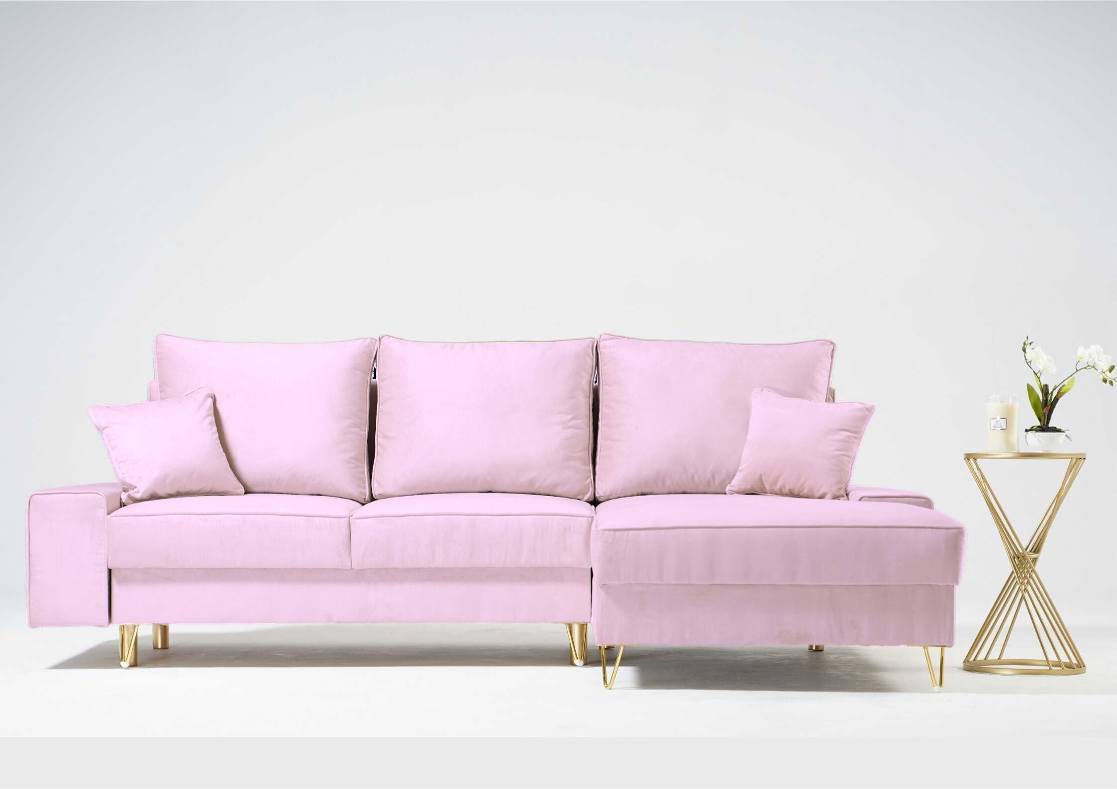 Narożnik na złotych nogach z funkcją spania STINO Prawy - obrazek 9