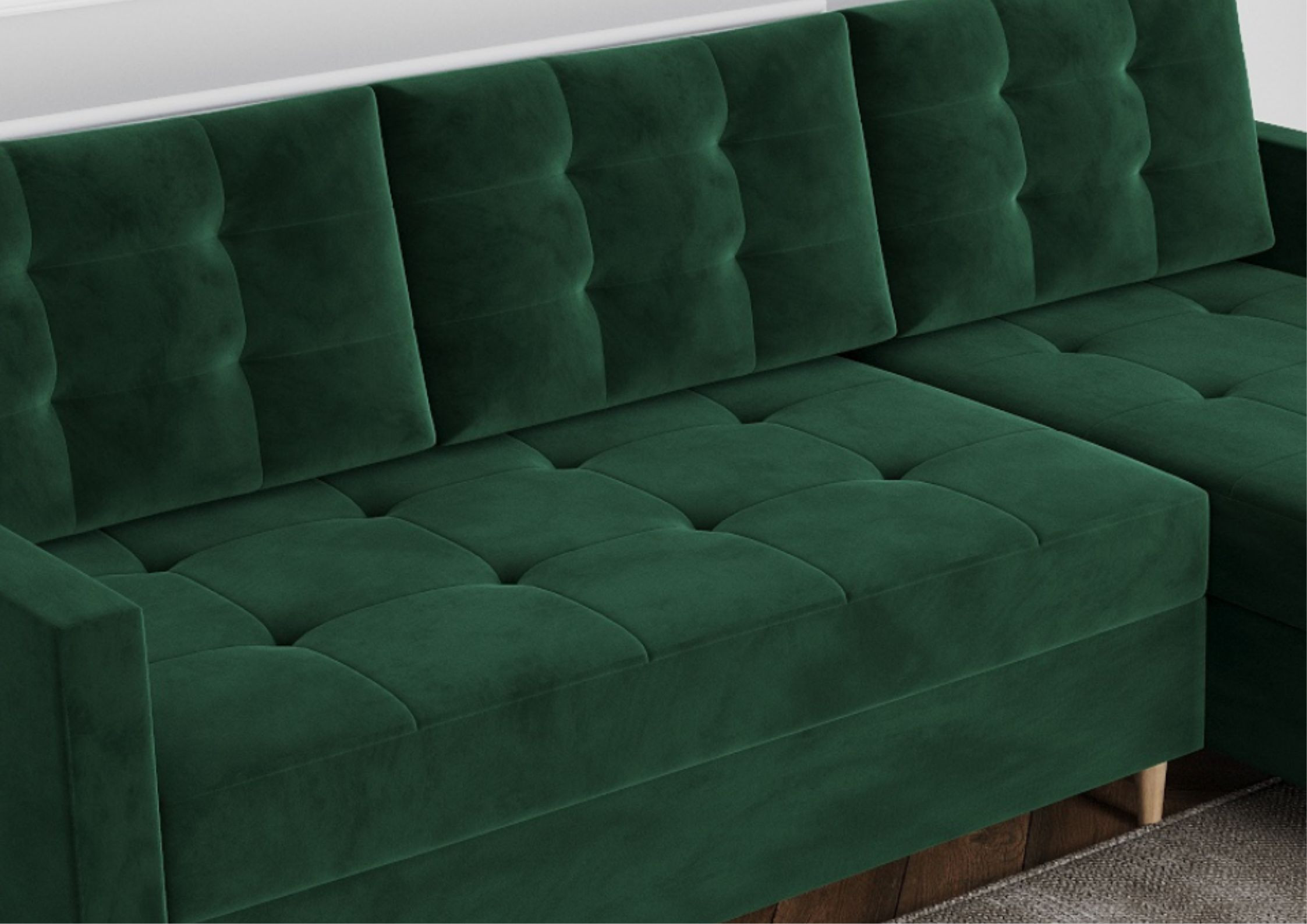 Narożnik pikowany na drewnianych nogach rozkładany VIDO Uniwersalny - obrazek 2