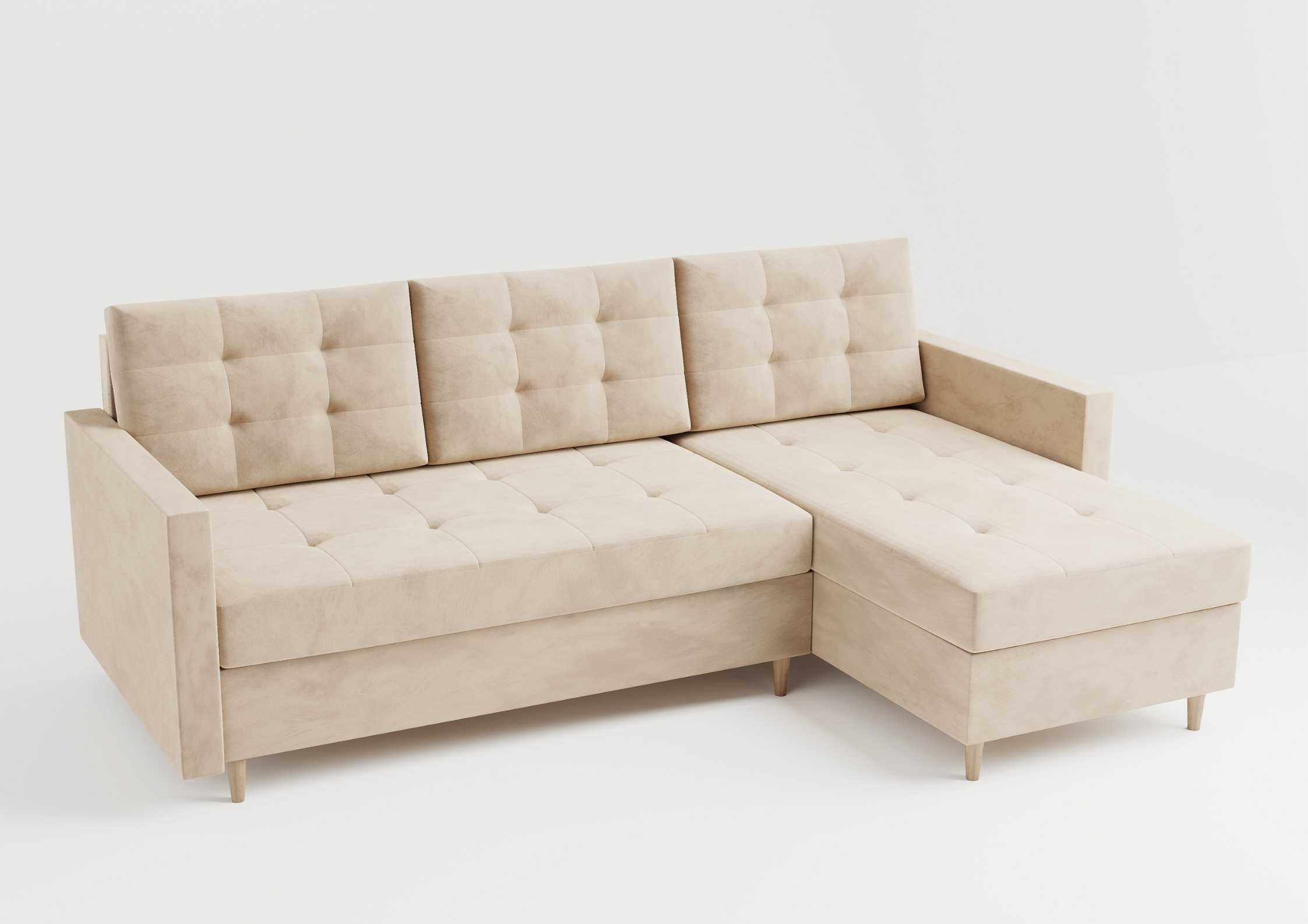 Narożnik pikowany na drewnianych nogach rozkładany VIDO Uniwersalny - obrazek 5