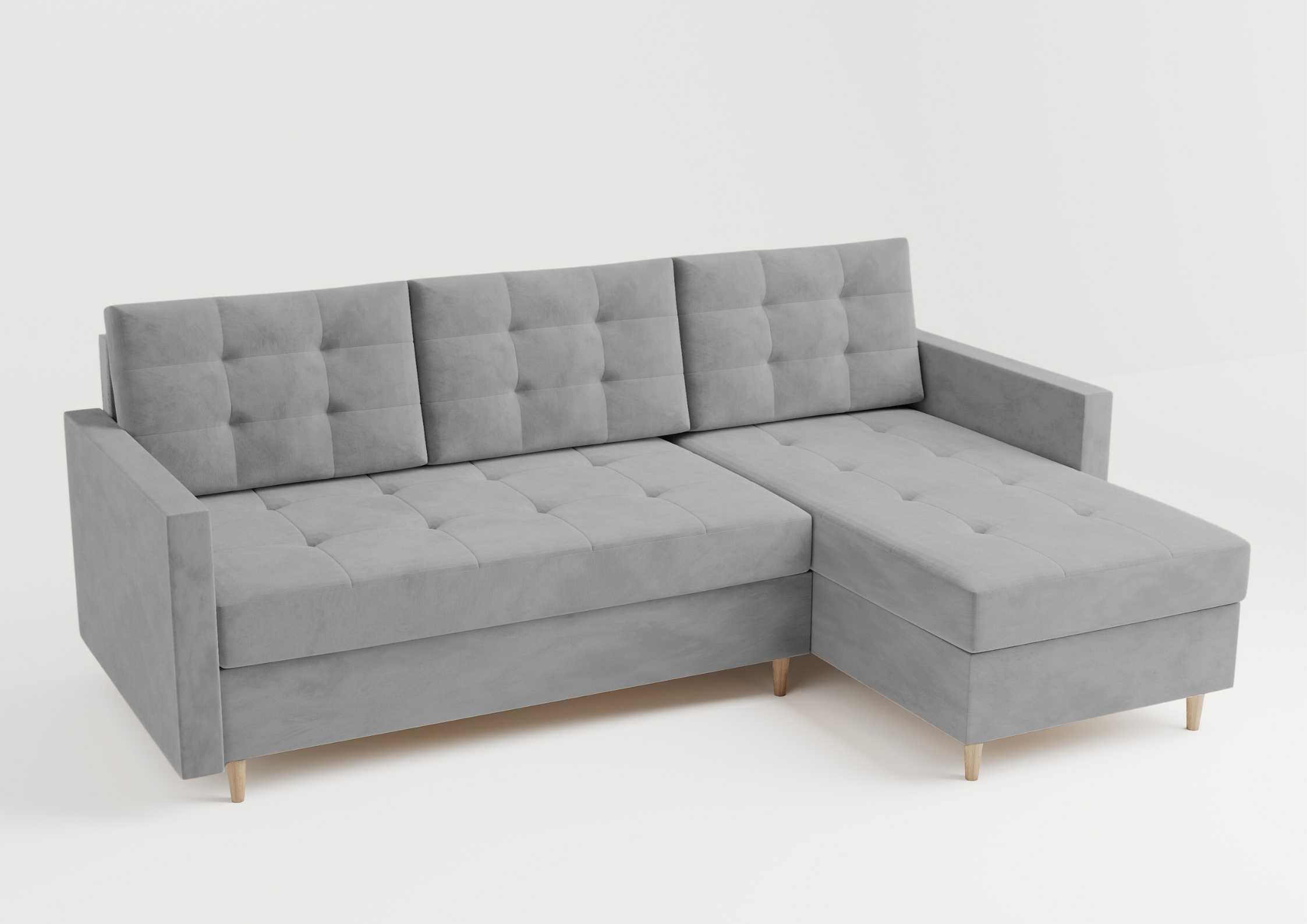 Narożnik pikowany na drewnianych nogach rozkładany VIDO Uniwersalny - obrazek 7