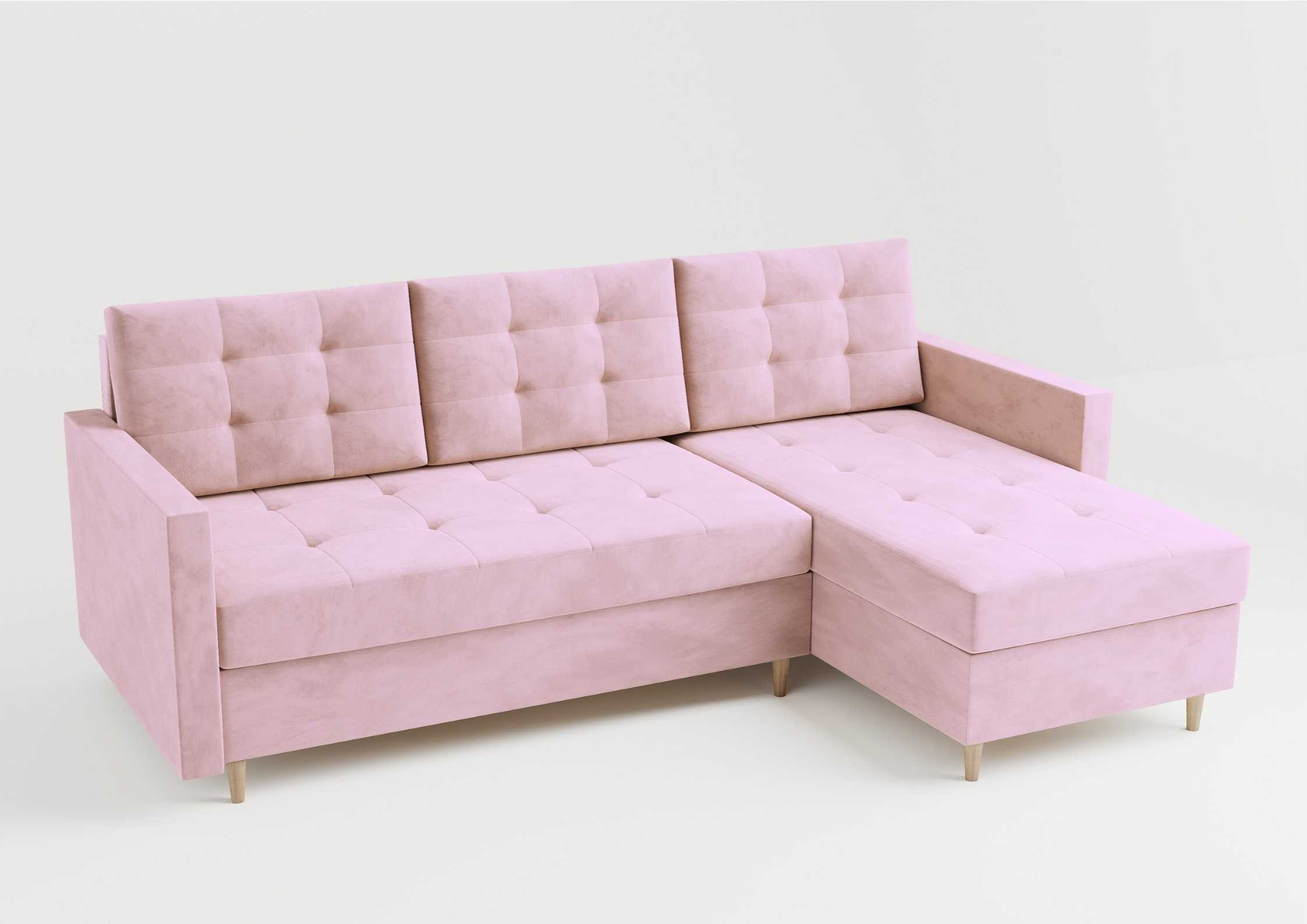 Narożnik pikowany na drewnianych nogach rozkładany VIDO Uniwersalny - obrazek 8