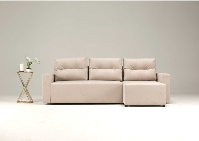 Narożnik z funkcją spania z pikowanymi poduszkami BONO