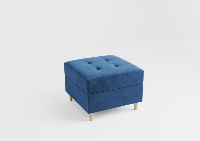 Pikowana pufa na drewnianych nogach ze sprężynami VIDO