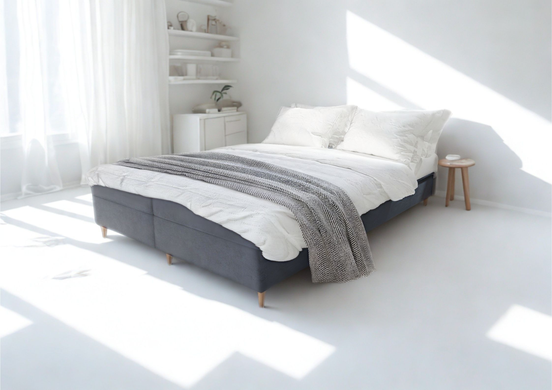 Pikowana sofa na drewnianych nogach PERO - obrazek 2