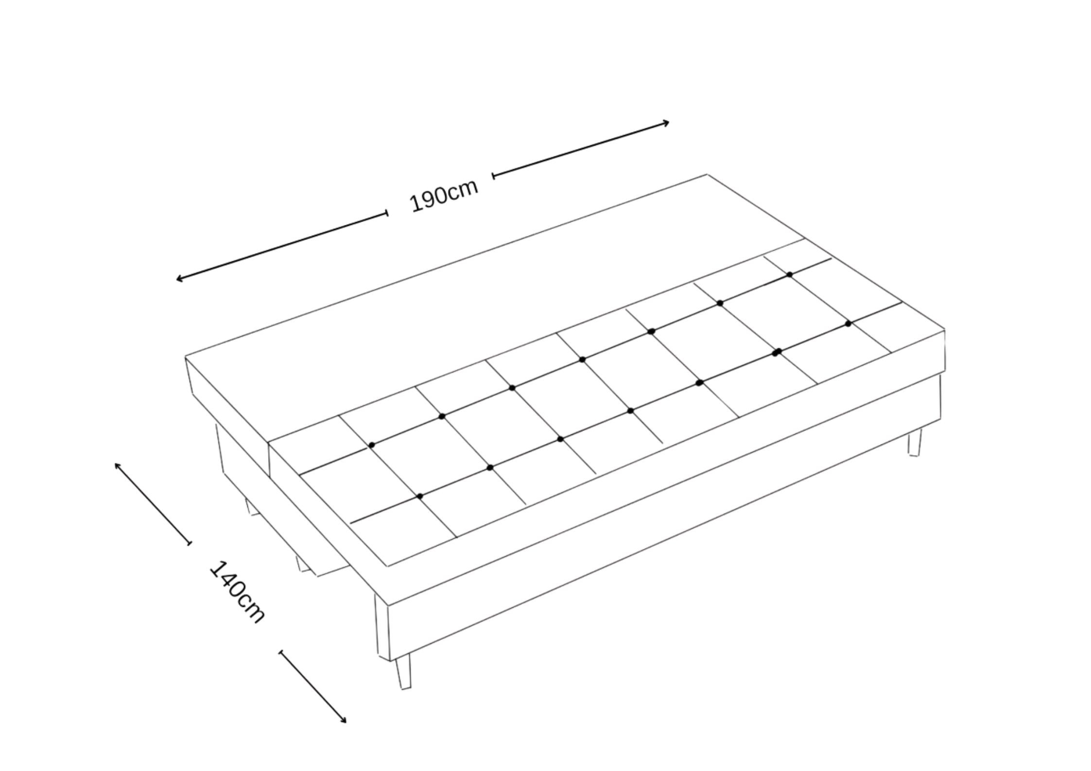Pikowana sofa na drewnianych nogach PERO - obrazek 3