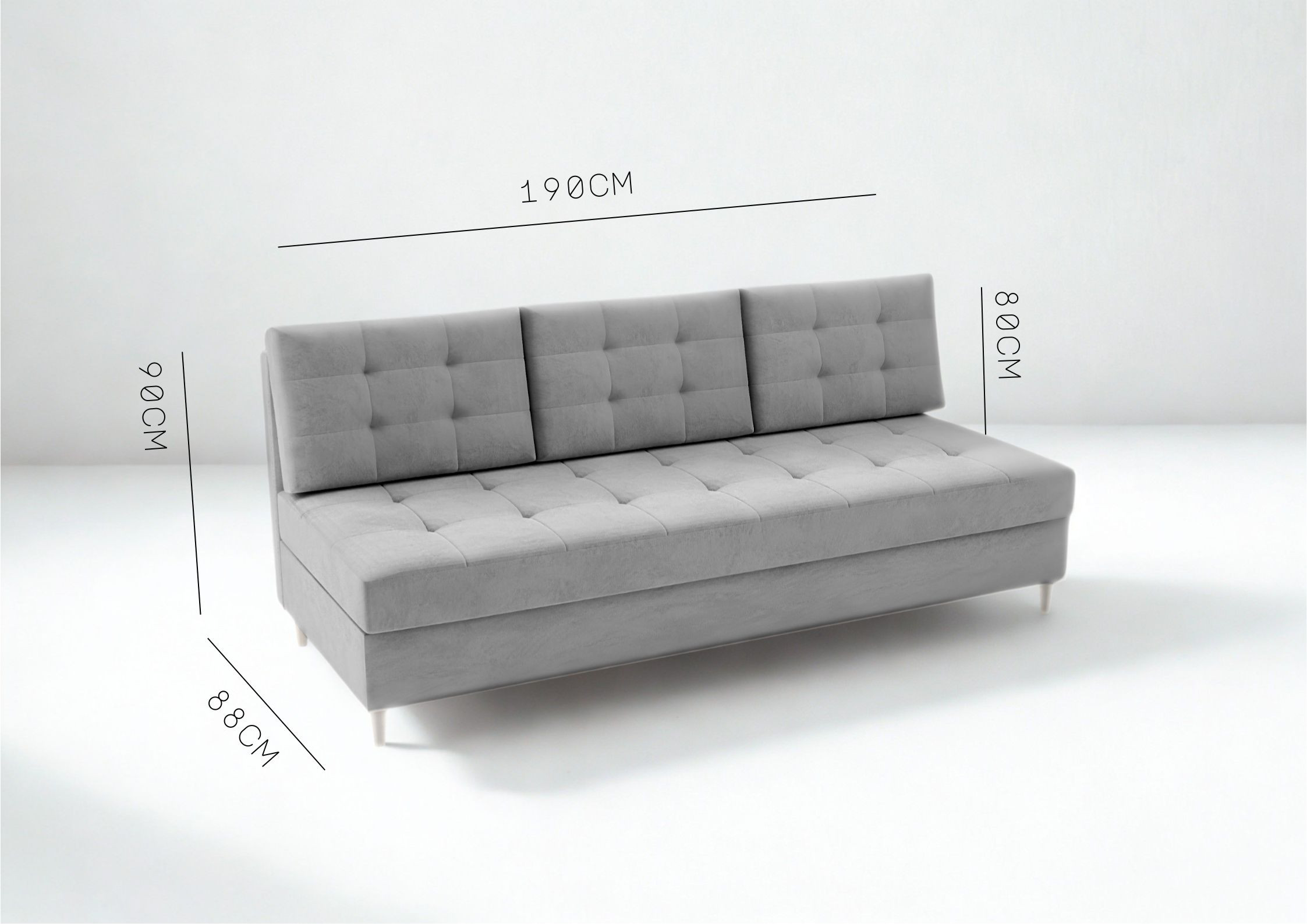 Pikowana sofa na drewnianych nogach PERO - obrazek 4