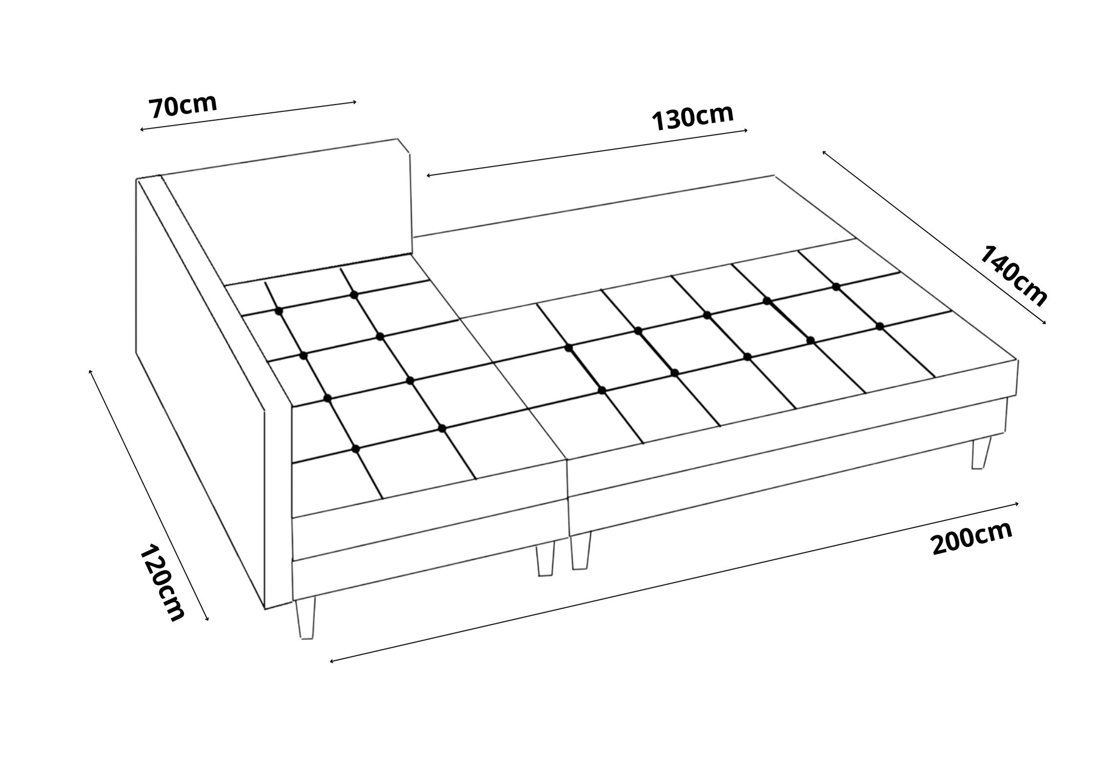 Pikowany narożnik Lewy z funkcją spania PREGO - obrazek 2