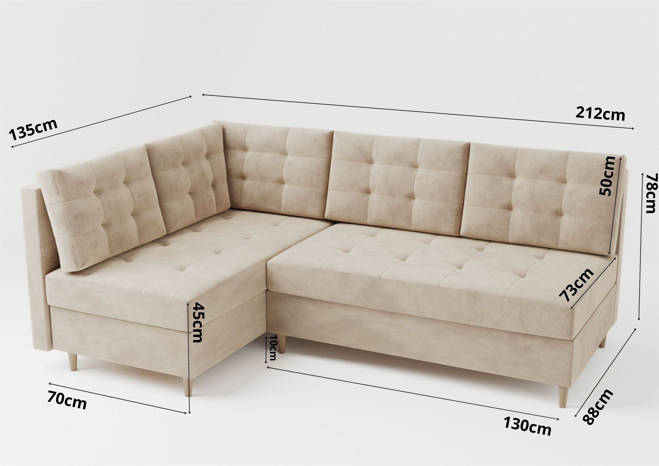 Pikowany narożnik Lewy z funkcją spania PREGO - obrazek 4