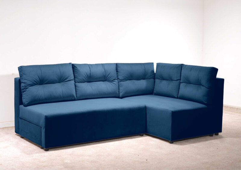 Prawa kanapa narożna rozkładana z pikowanymi poduszkami PONO L